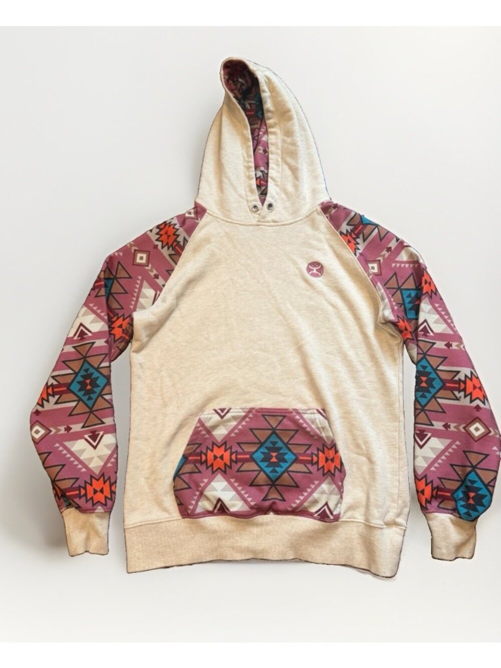 Hooey Ladies Hoodie Laramie Pullover Sweatshirt Cream Soft Southwest Aztec Sz M